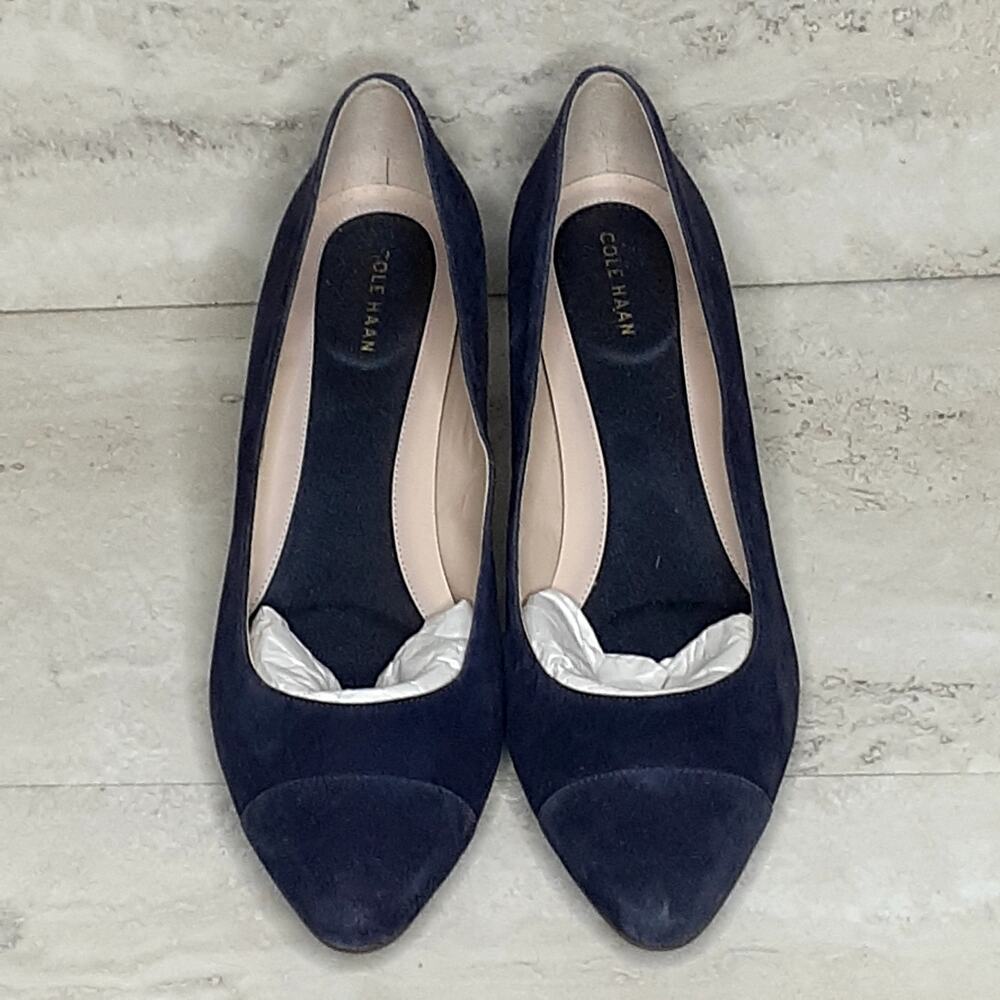 Ladies Cole Haan The Go To Pump Grand OS Suede Blue Pumps Size 10.5 - Picture 2 of 9